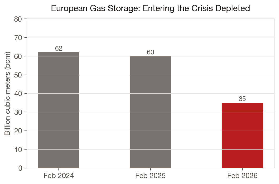 European Gas Storage: Entering the Crisis Depleted